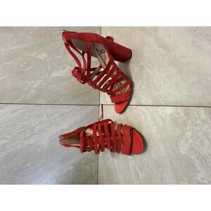 Sam Edelman red orange Yarina caged suede strappy sandals Size 6M